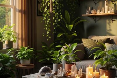 Peaceful home wellbeing with plants and natural details