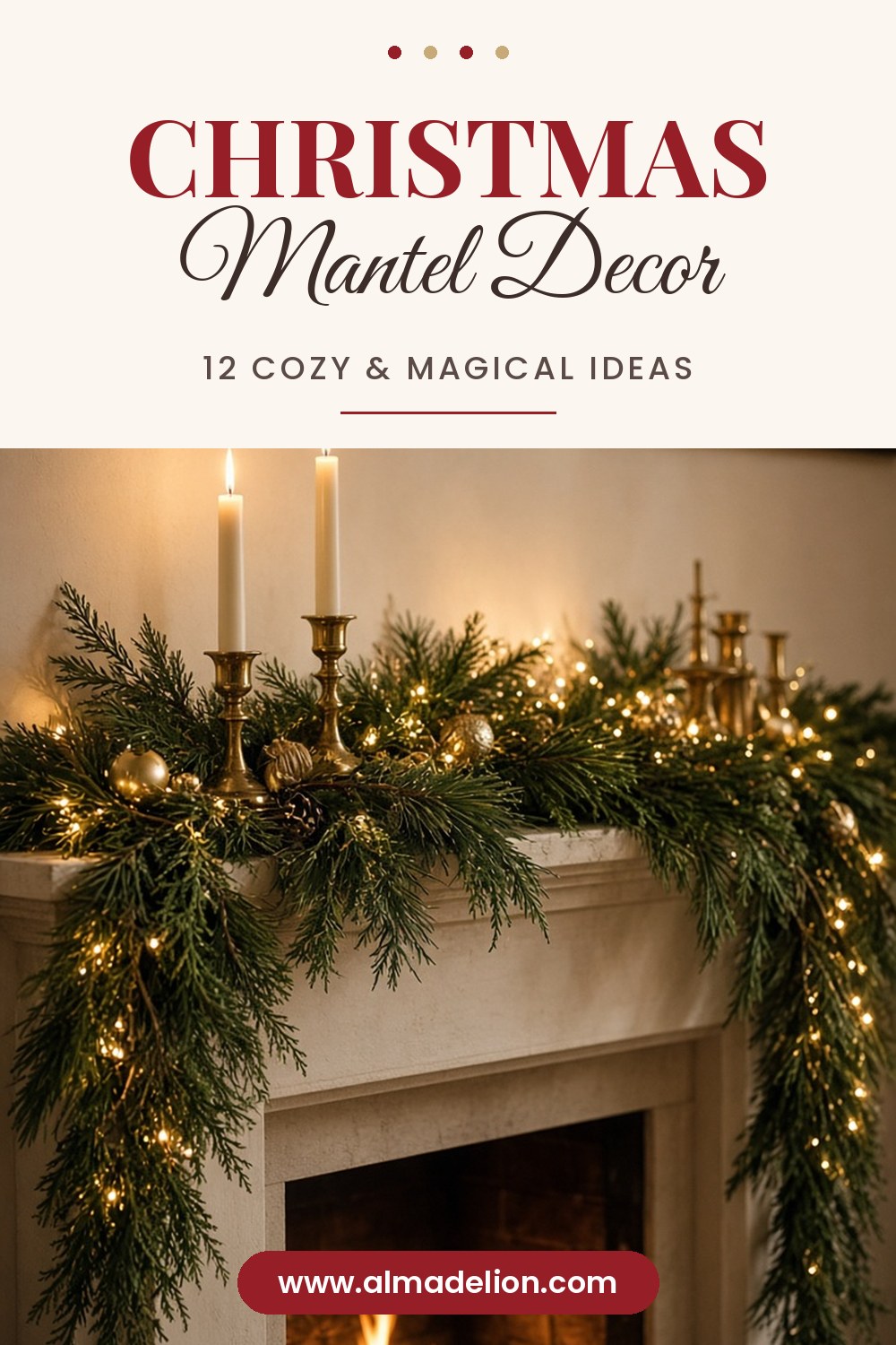 12 Christmas Mantel Decor Ideas for a Cozy, Magical Living Room â€“ Pinterest pin